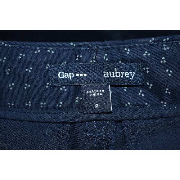 GAP $48 Navy Printed Skinny Leg Aubrey Pant Roll Up Crop Size 2 - Picture 4 of 4